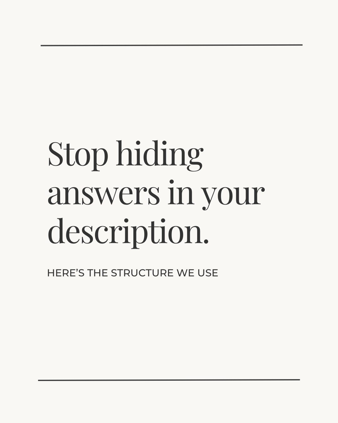 Stop hiding answers in your description.