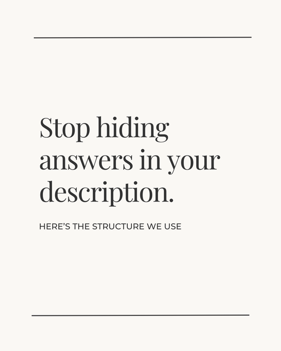 Stop hiding answers in your description.